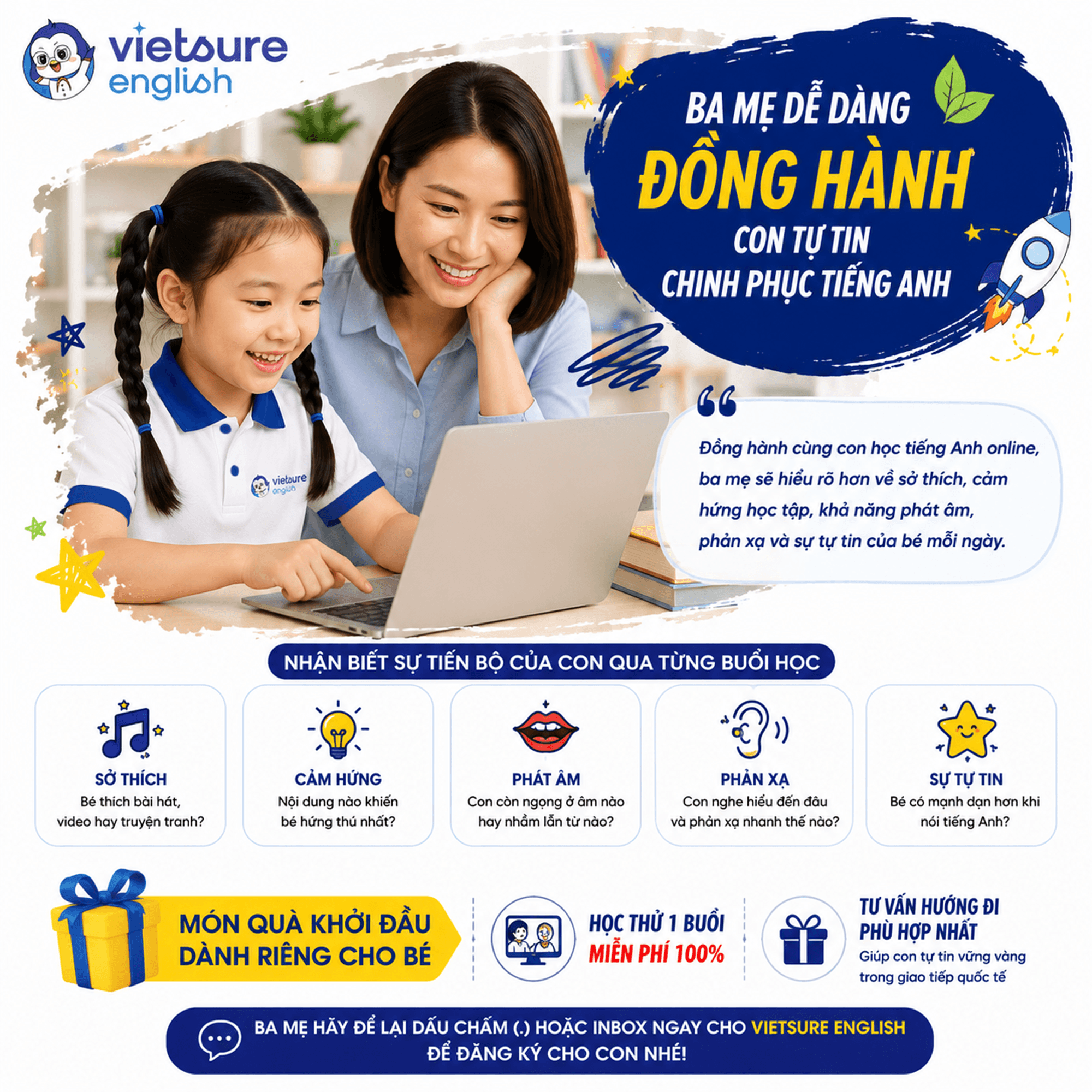 🌱 BA MẸ DỄ DÀNG ĐỒNG HÀNH - CON TỰ TIN CHINH PHỤC TIẾNG ANH 🚀